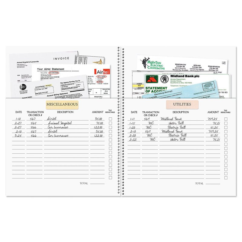 Spiral Bill Paying Organizer - 14 Pocket File Folder with Receipt Storage