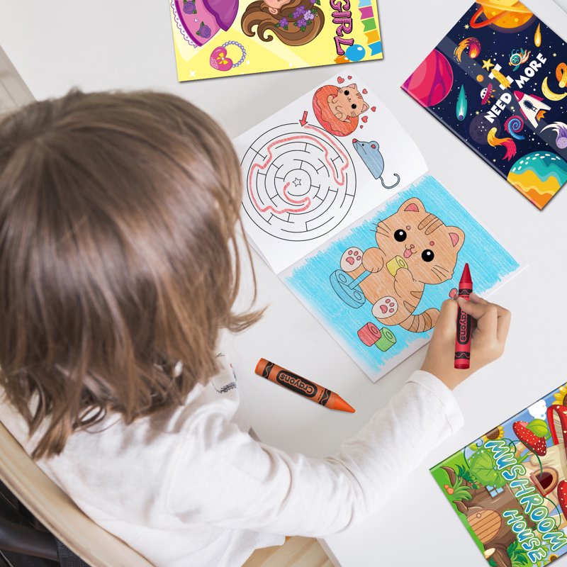 Kids Coloring Book Set with Crayons - 20 Themed Books for Ages 2-4