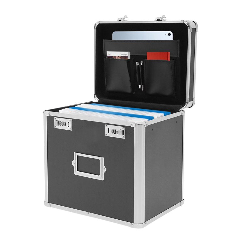 Lockable Aluminum File Box with Password Lock, Portable Waterproof Document Organizer