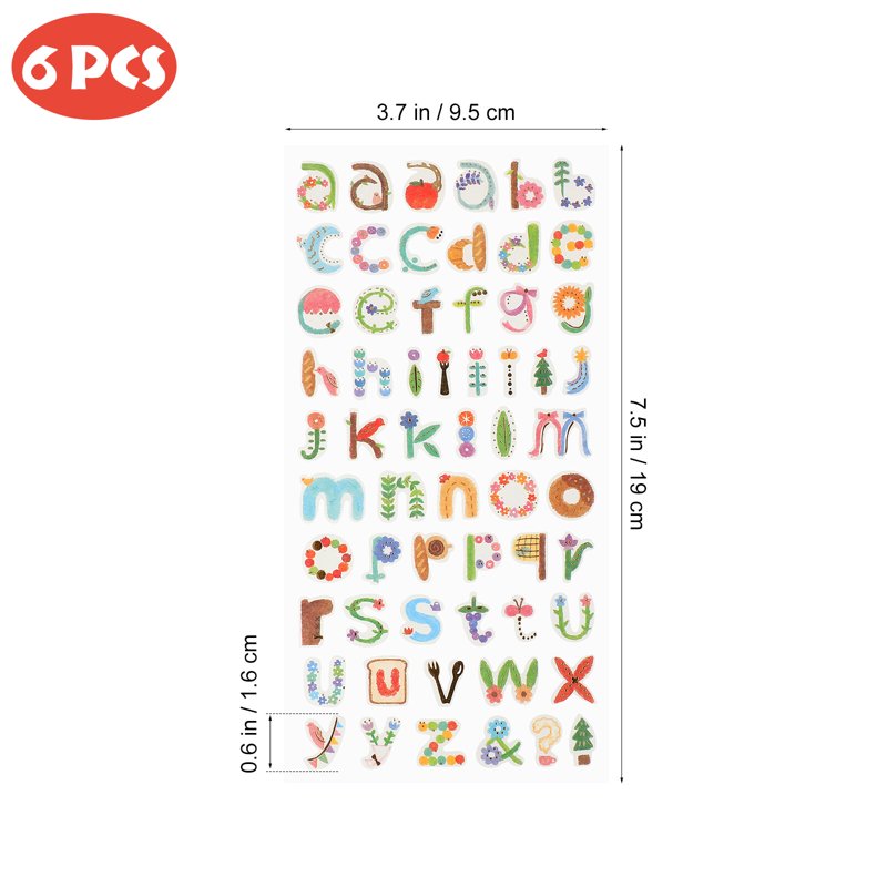 6 Sheets Scrapbook Stickers Graffiti Vintage Letters & Numbers DIY Decals
