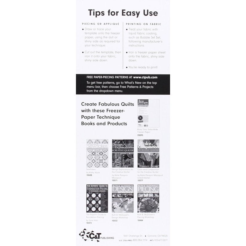 Quilter's Freezer Paper Sheets for Sewing and Crafting - 100 Sheets