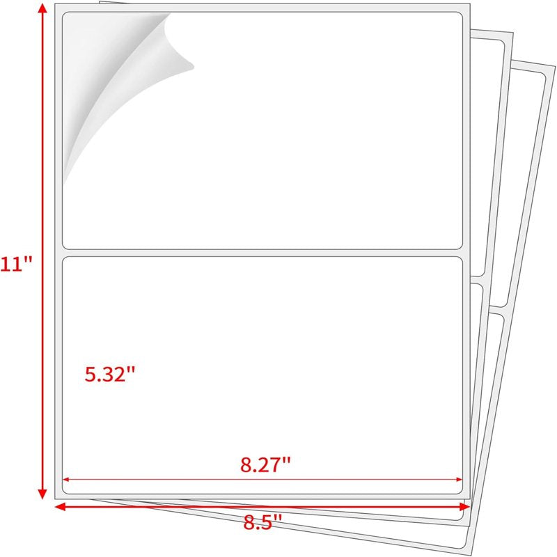Self-Adhesive Shipping Labels 8.5 x 5.5 Inches for Laser & Inkjet Printers, 50 Sheets