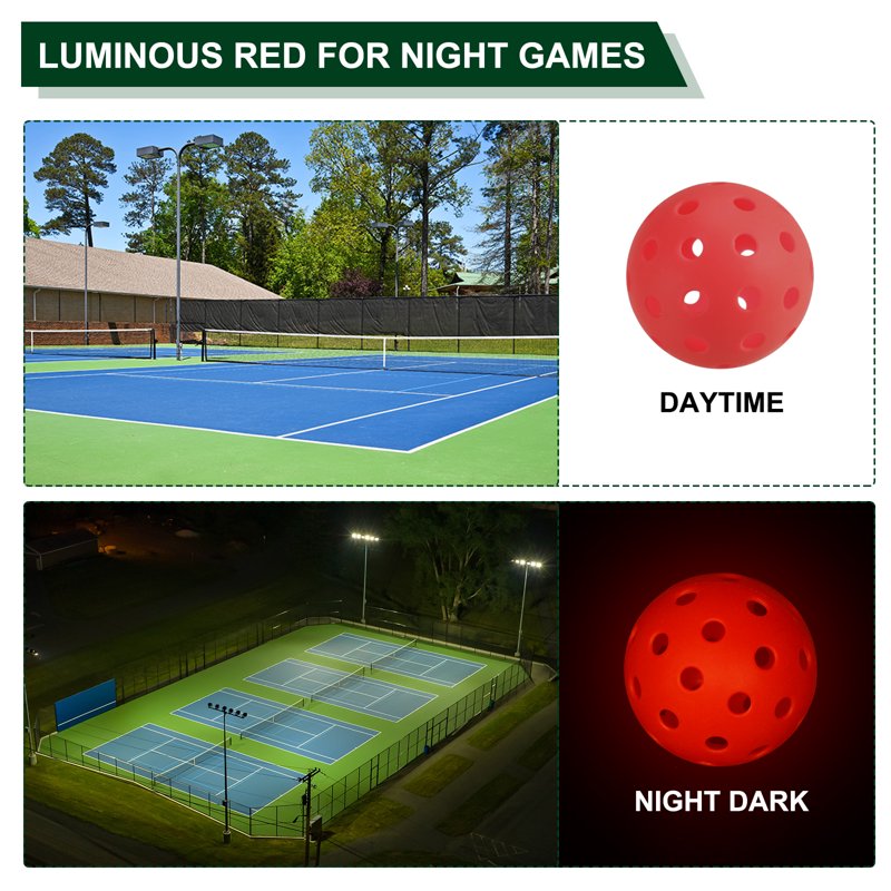 Glow in The Dark Pickleball Balls 6 Pack with Mesh Bag - Red Variation