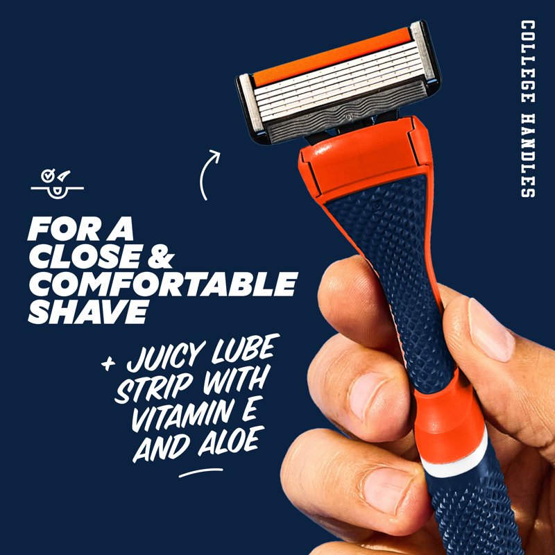 Men's 6-Blade Razor Starter Set with Reusable Handle & Aloe Lubricant