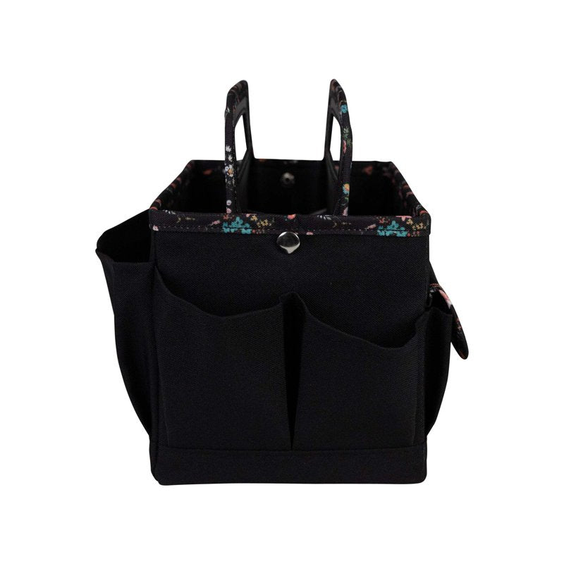 Collapsible Desktop Craft Organizer Caddy - Black Floral Storage Tote