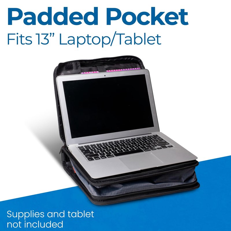 2-Inch Zipper Binder with Padded Laptop Compartment and Shoulder Strap
