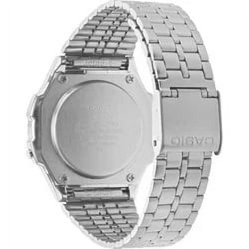 Unisex Digital Watch with Stainless Steel Band Water Resistance 7-Year Battery