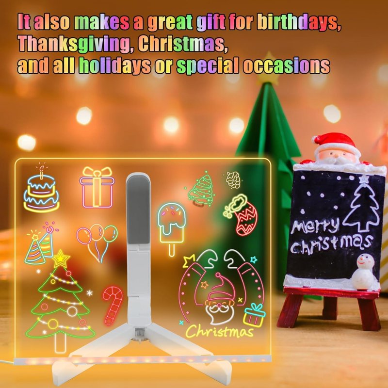 LED Drawing Board for Kids 11.8 x 7.9-inch Light Up Acrylic Message Board with Markers