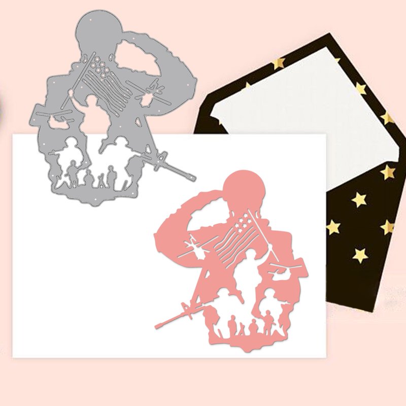 American Soldier Metal Die Cutting Stencil for Scrapbooking DIY Crafts - 2PCS