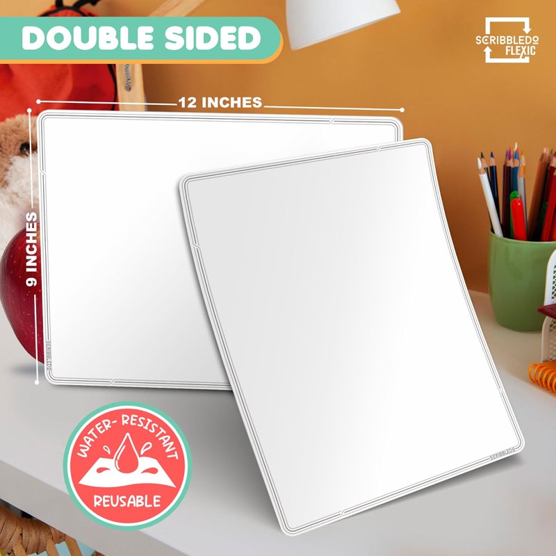 Double-Sided Dry Erase Sheets - 9x12 Inch Small Whiteboard Pack, 10 Sheets