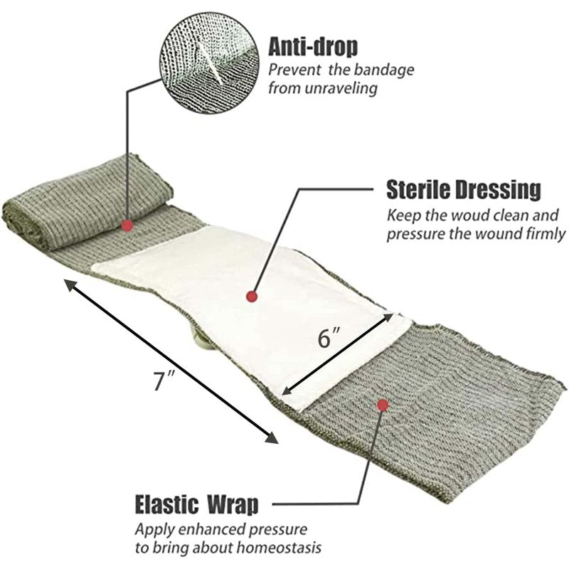 6-Inch Trauma Compression Bandage with Non-Adherent Pad - First Aid Kit Supplies