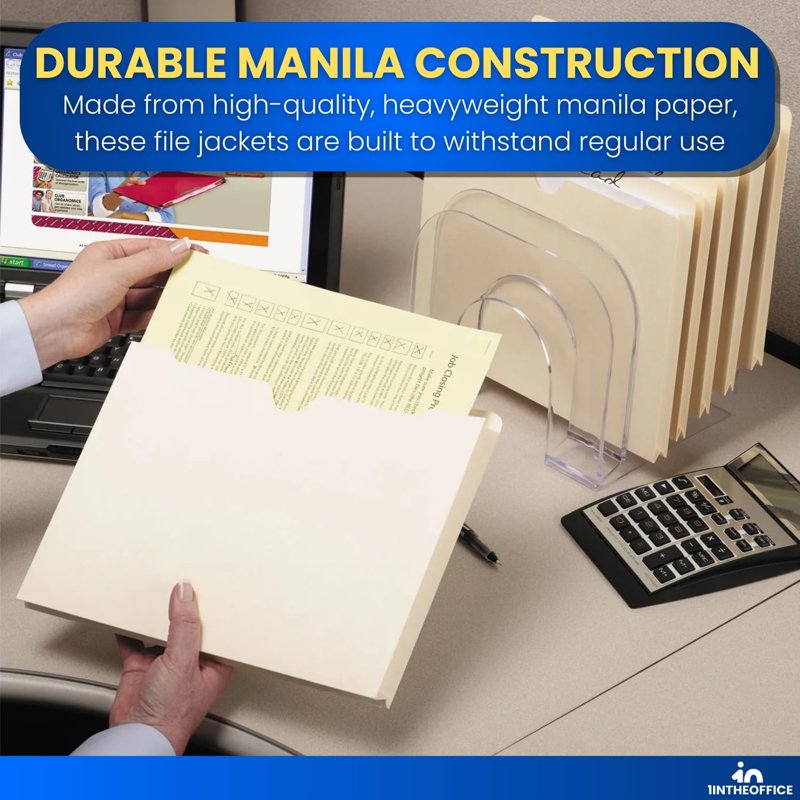 Manila Expanding File Jackets 2-Inch Capacity 50 Pack Office Organization