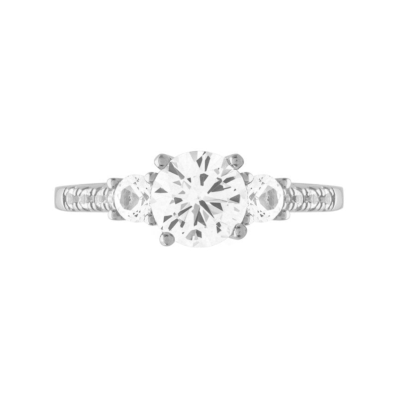 Sterling Silver Engagement Ring with White Sapphire - Harmony Gem, Women's Jewelry