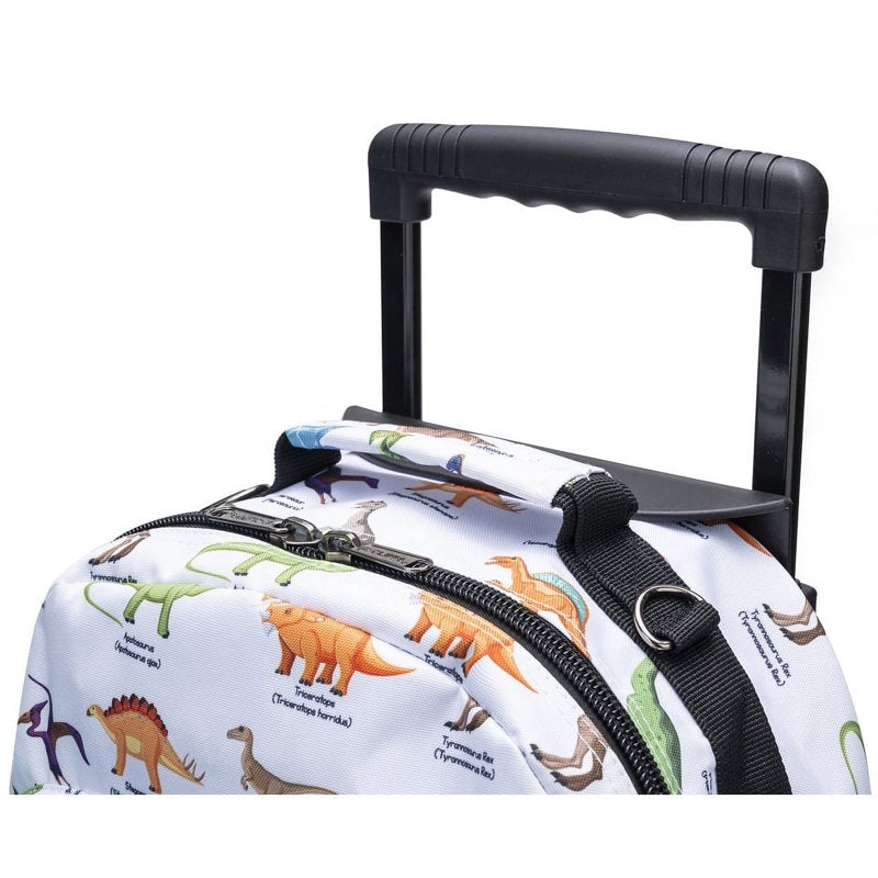 Unisex Rolling Backpack for School Travel and Commuting - Dinosaur Print, 18.5x13x6 Inches