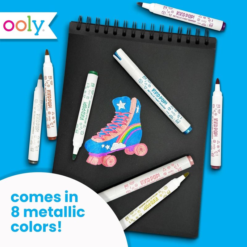 Water Based Paint Markers Set of 8 - Vibrant Metallic & Bright Colors for Art & Craft