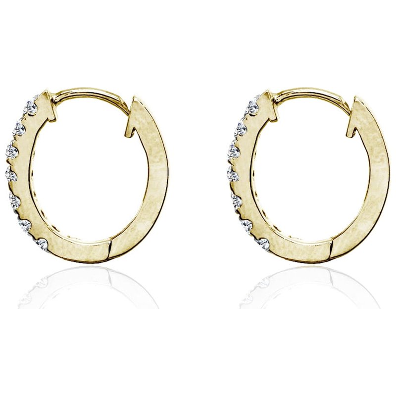 15mm CZ Gold Flash Sterling Silver Hoop Earrings for Women Men Teens