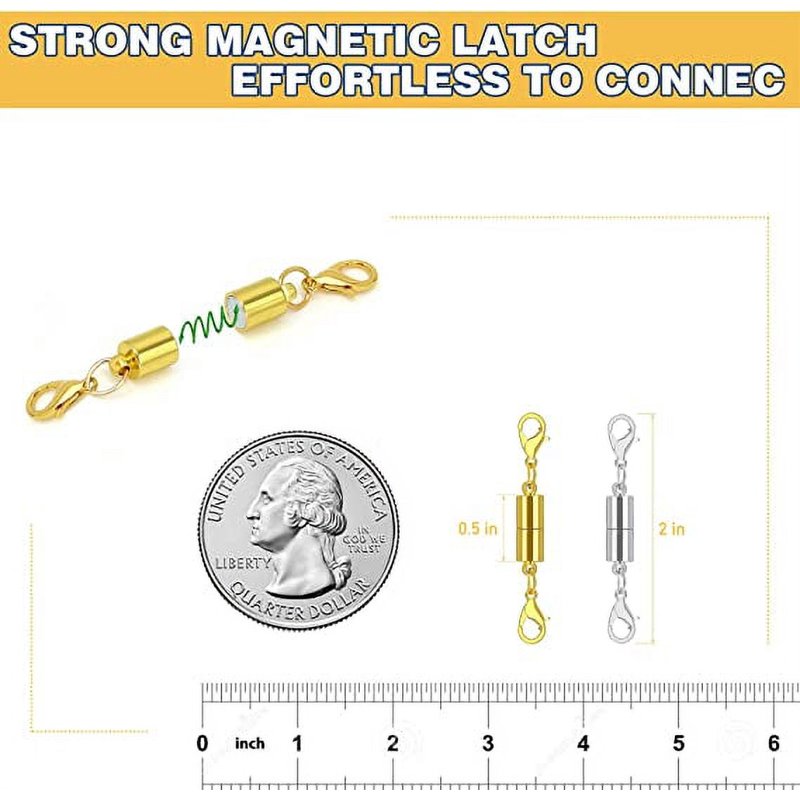 12 Pack Magnetic Lobster Clasps for Jewelry - Gold & Silver, Strong Magnet, DIY Jewelry Accessories