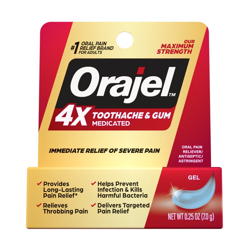 (2 Pack) Medicated Oral Pain Gel for Toothache & Gum Pain - Cooling Relief, 0.25 oz