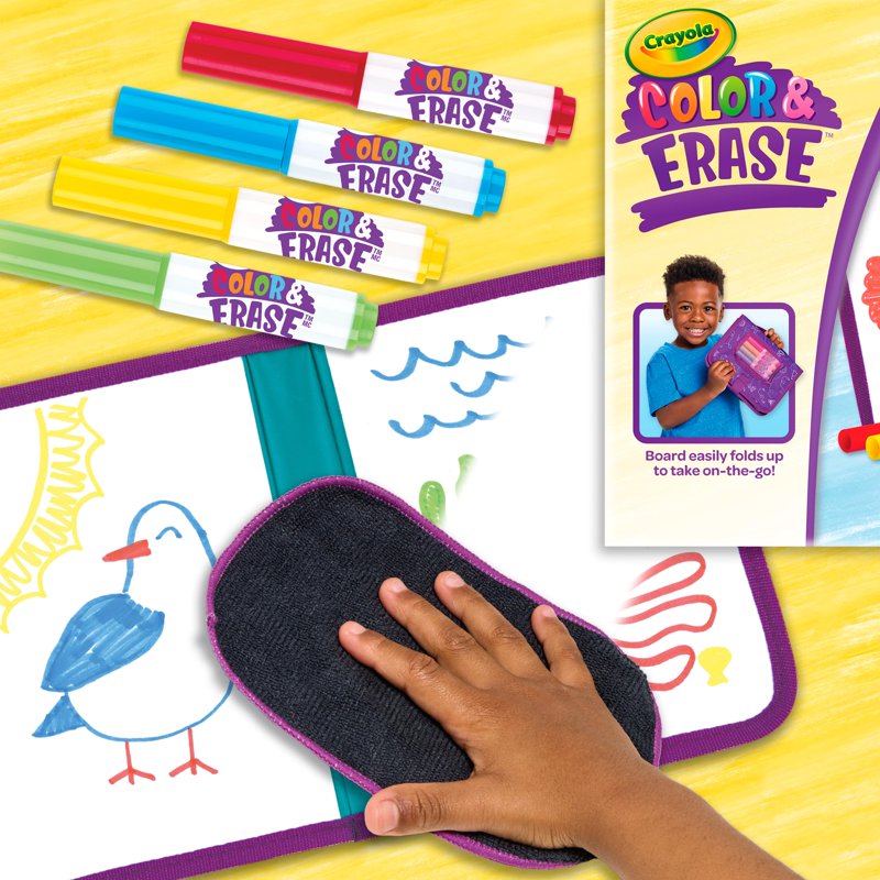 Crayola Reusable Color & Erase Drawing Board for Kids - Portable & Washable