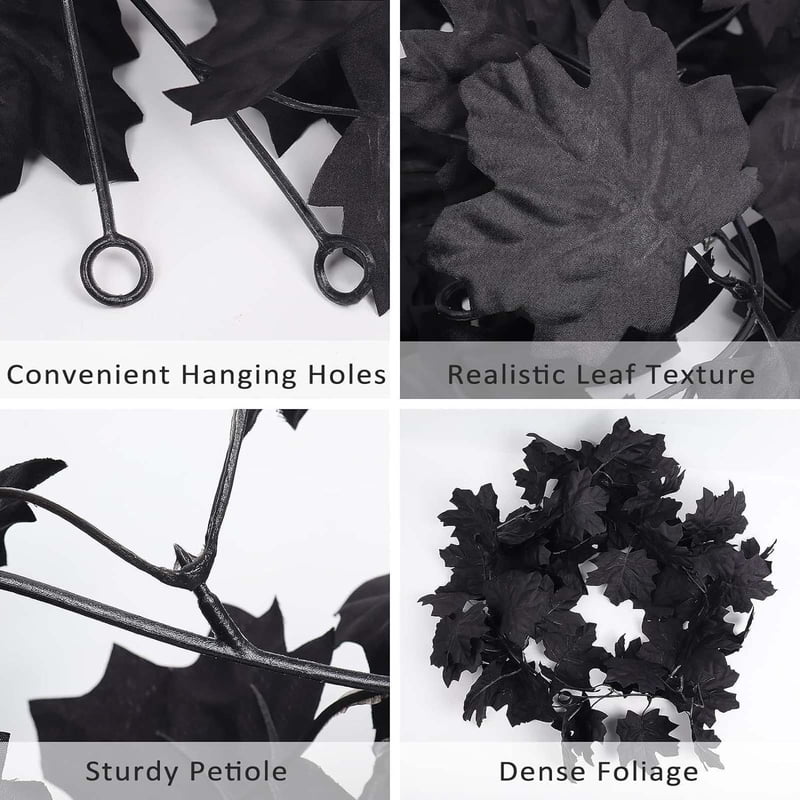 5.6 Ft Black Maple Leaf Garland for Fall and Halloween Home Decor