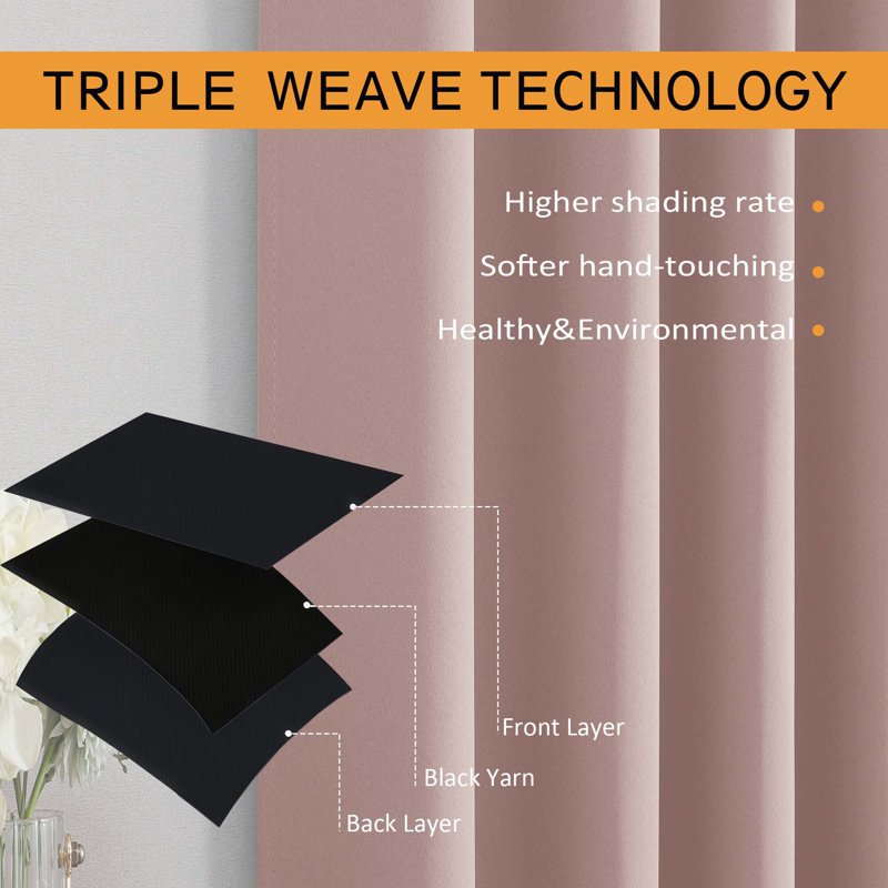 Extra Long Blackout Curtain Panels - Thermal Insulated Noise Reducing Room Darkening Drapes for Living Room & Bedroom