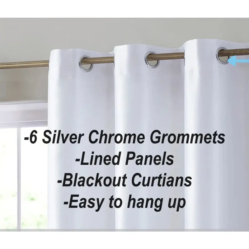 Blackout Window Curtain Drapes Set of 2 - Room Darkening Grommet Panels for Bedroom & Living Room