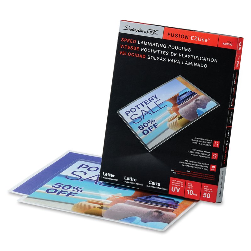 Thermal Laminating Pouches - Letter Size, 10 Mil, Speed Seal, 50 Pack