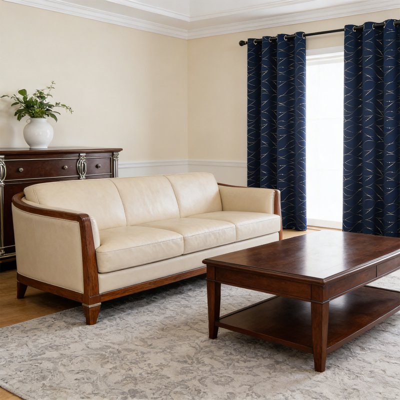 Navy Blue Blackout Curtains for Bedroom & Living Room - 84 Inch Grommet Room Darkening Drapes