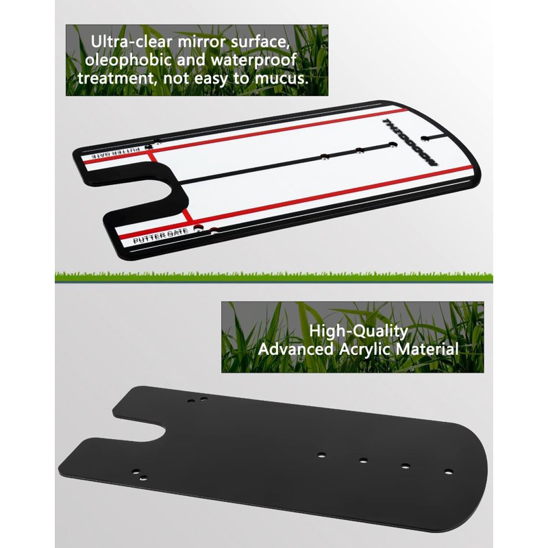 Golf Putting Alignment Mirror - Ultra-Thin 3mm Practice Aid with Carry Bag