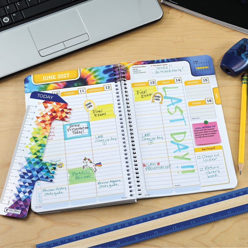 Student Planner 2026-2027 Matrix Style 5.5x8.5 Inch with Stickers & Ruler