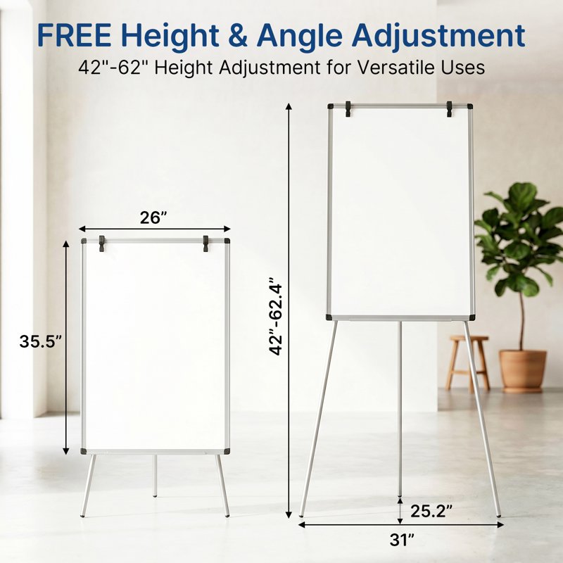 Portable Magnetic Whiteboard Easel with Adjustable Tripod Stand - 36x24 or 40x28