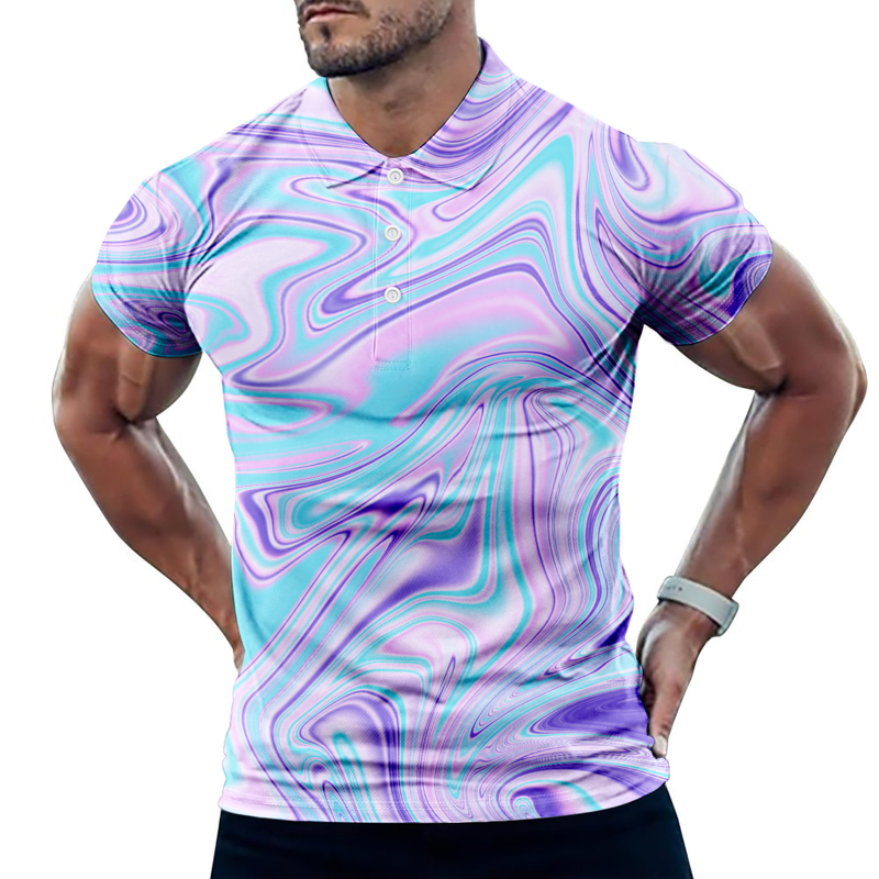 Men's Trippy Golf Shirt - Performance Short Sleeve Polo for Rave & Casual Wear