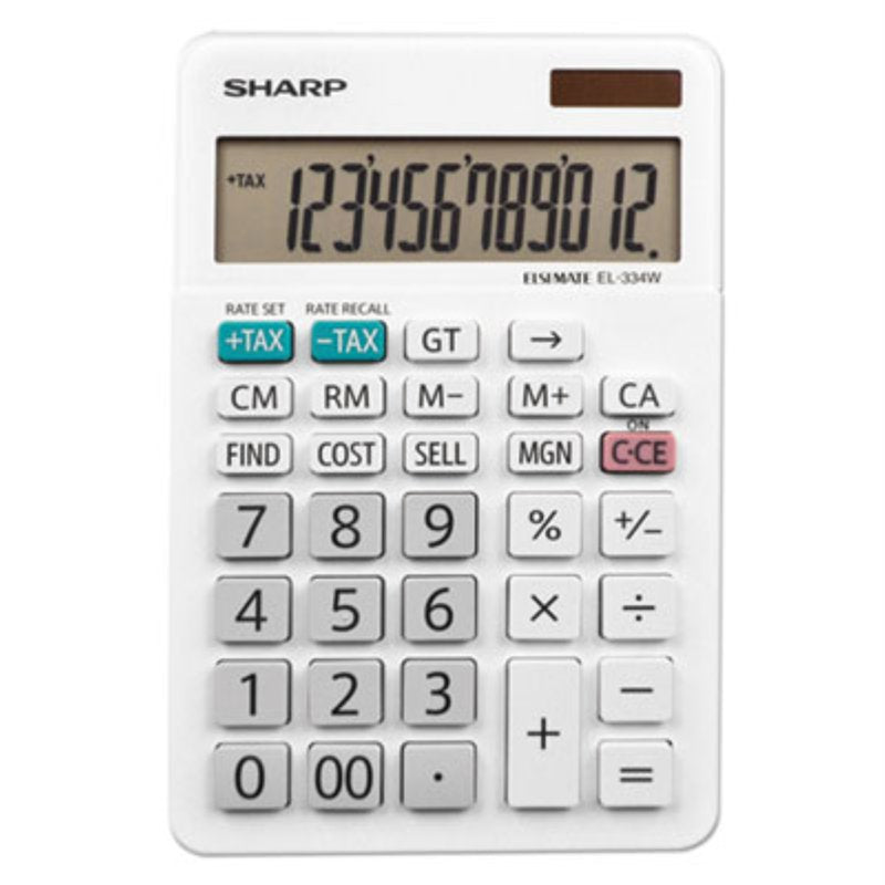 12-Digit Desktop Calculator with Kickstand, Solar Power & Memory - Office & Home