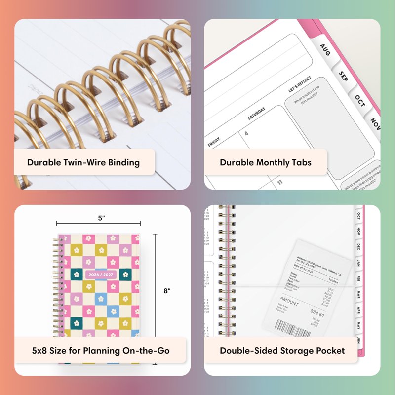 Academic Year Planner 2026-2027 | 5x8 Inch Weekly & Monthly Organizer with Interchangeable Cover