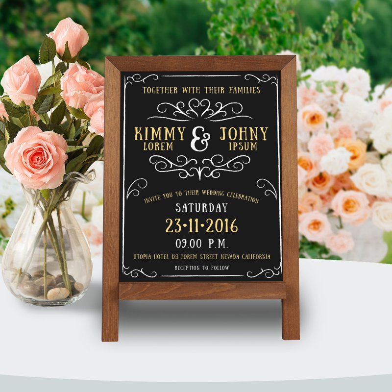Small 10x14 Inch Magnetic Chalkboard Sign with Wooden Frame for Wedding & Kitchen