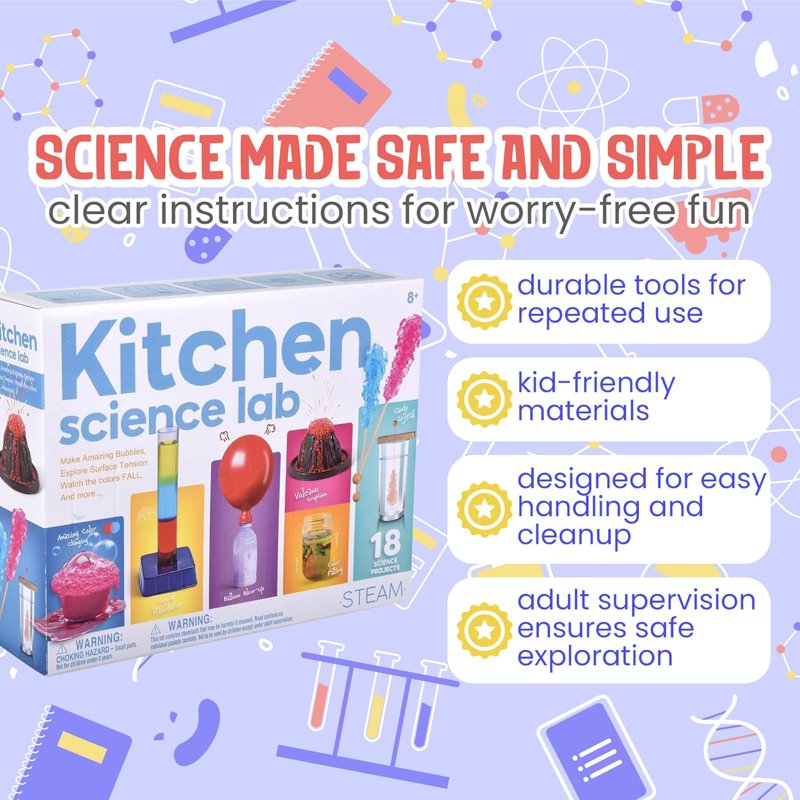 Kids Kitchen Science Lab Kit - 18 STEM Experiments with Household Ingredients