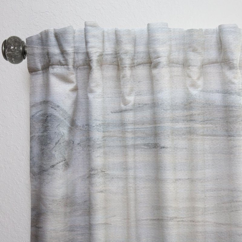 Modern Watercolor Curtain Panel - Semi-Sheer Beige Abstract Window Treatment