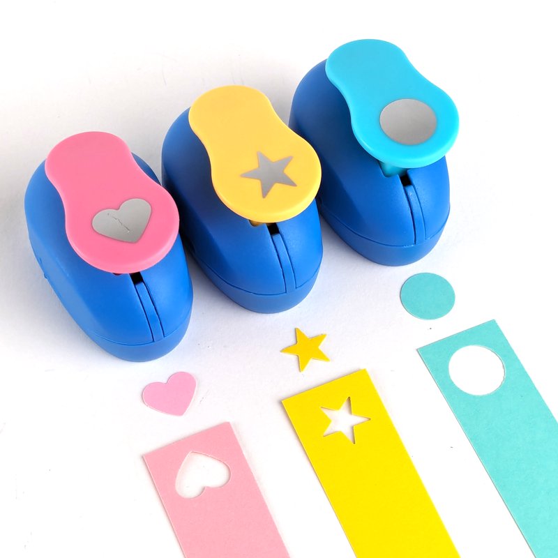Kids Craft Punch Set with 3 Shape Hole Punchers for Arts and Scrapbooking