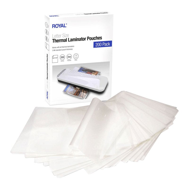 Royal Thermal Laminating Pouches - 3 Mil, Letter Size 9 x 11.5 Inch, 200 Sheets