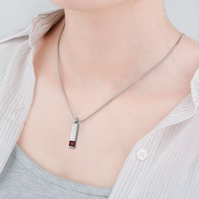 Personalized Birthstone Cremation Necklace for Ashes Keepsake Memorial Pendant with Engraving & Funnel Kit