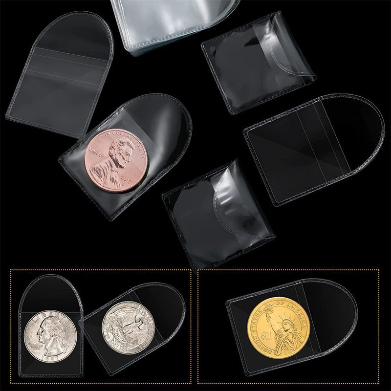 Plastic Coin Sleeves Set - 50pcs 2 Inch Clear Coin Holders for Collectibles
