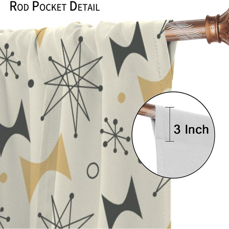Vintage Style Atomic Pattern Curtains - Insulated Window Drapes for Bedroom & Living Room