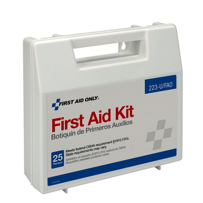 25-Person OSHA Compliant First Aid Kit with 107 Pieces, Water-Resistant Plastic Case