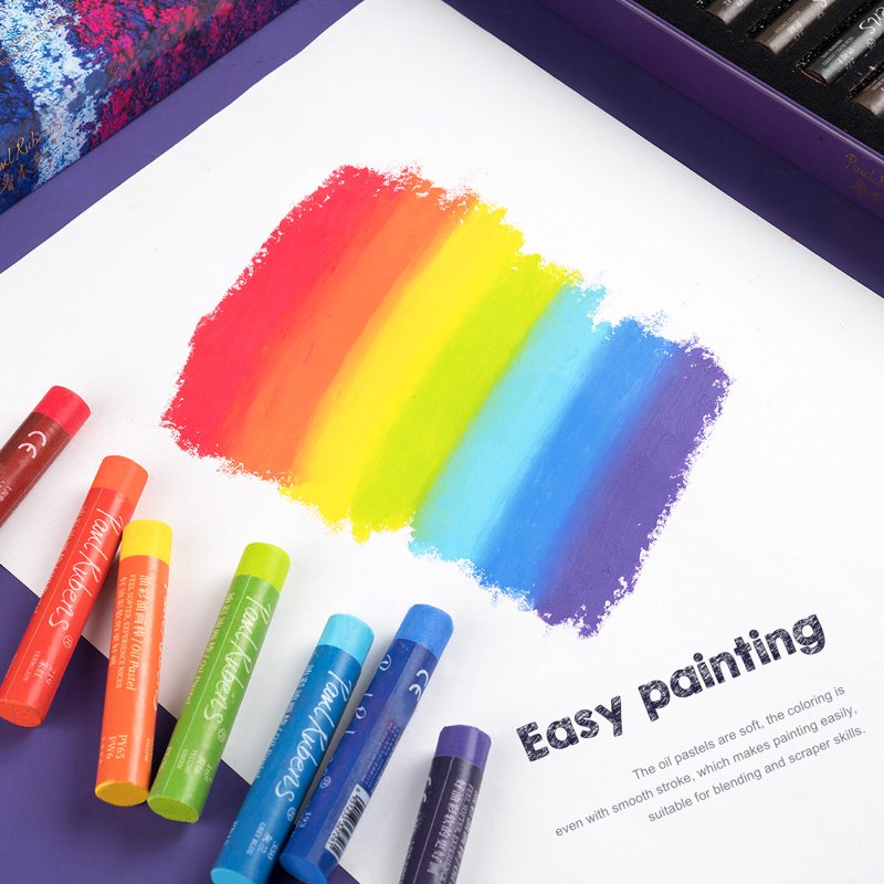 Oil Pastels Set 49 Vibrant Colors & 2 White for Artists Beginners Students