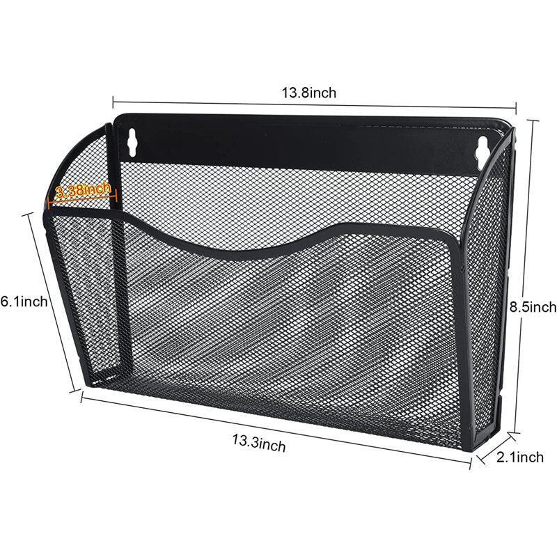 Wall File Organizer 3-Pack Metal Mesh Letter Pockets for Office & Home