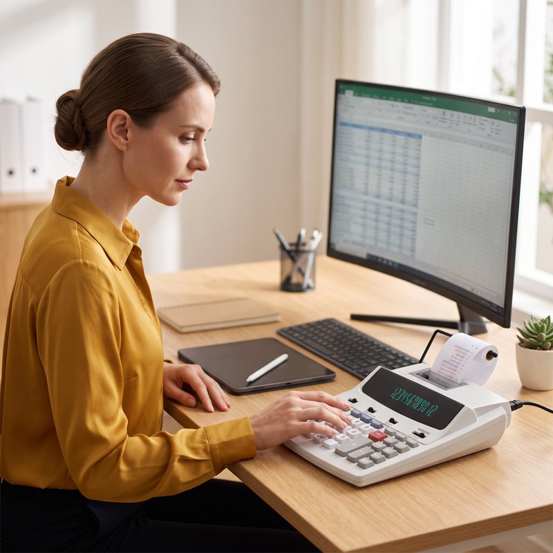 12-Digit Business Printing Calculator with Thermal Printing & Fluorescent Display