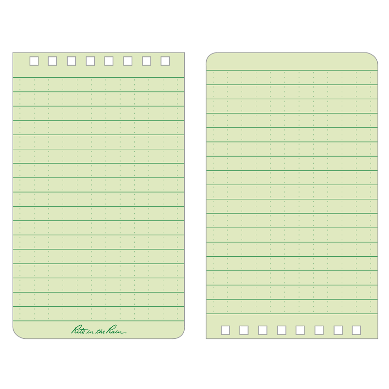 Weatherproof Pocket Spiral Notebook 3x5 Green Cover 6 Pack