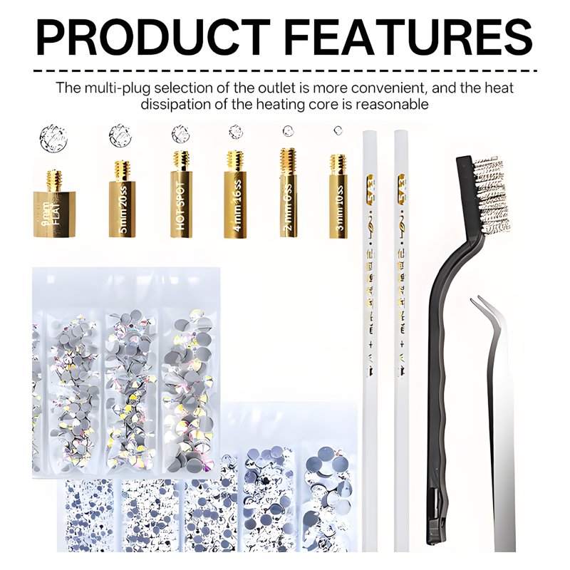 Bedazzler Kit with Rhinestones 7-in-1 Hot-Fix Tool for Jewelry & Crafts