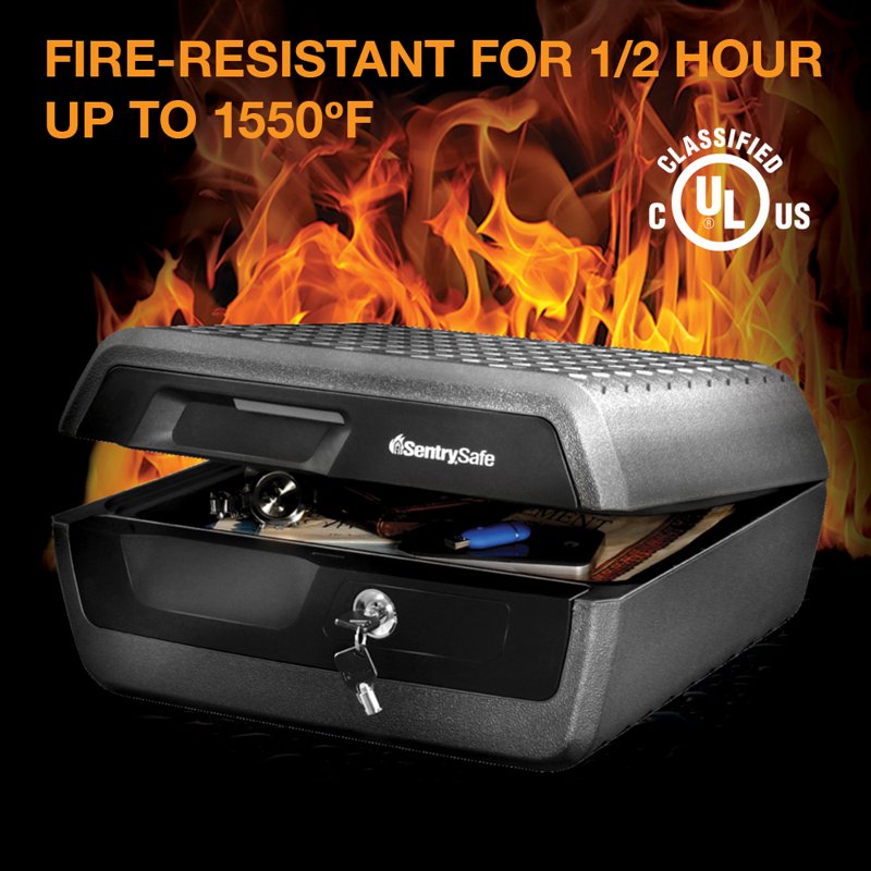 Fireproof Water-Resistant Safe with Key Lock 0.36 Cu Ft for Home & Office