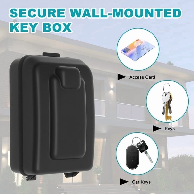 Heavy-Duty Wall-Mounted Key Lock Box with 12-Digit Combination Weatherproof Outdoor Safe for Home & Office